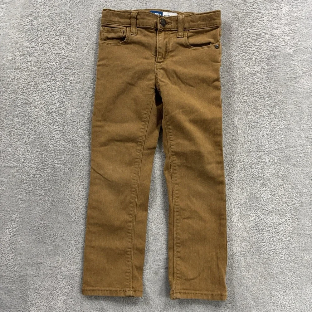 Old Navy Karate Skinny Jeans Boys 5T Adjustable Waist School Straight Leg Brown